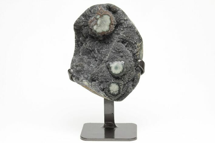 Sparkly, Gray Druzy Quartz Geode on Metal Stand #209175